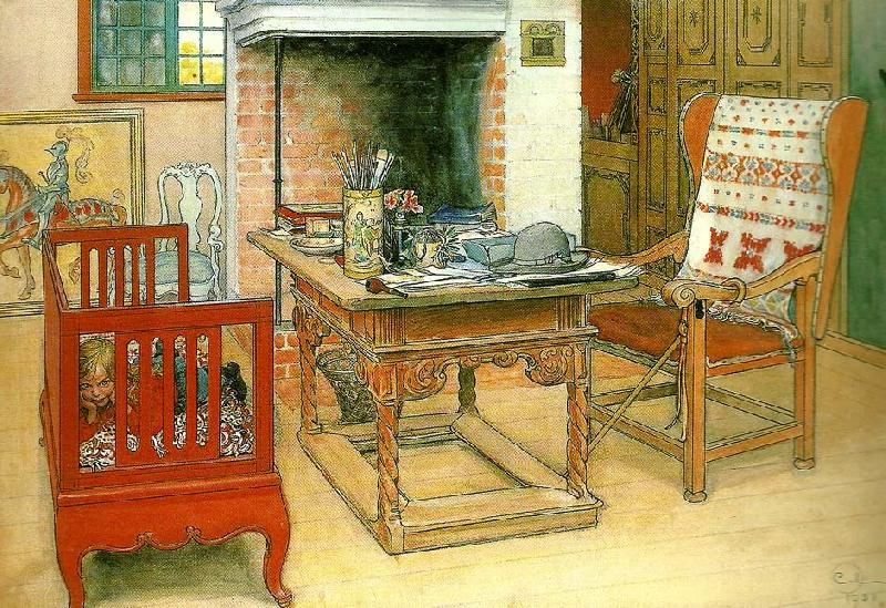 Carl Larsson titt-ut oil painting image